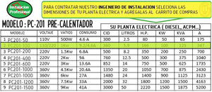 Instalacion Profesional para un (1) Pre Calentador (50/100 kw) de motores en plantas electricas de respaldo con Garantia Limitada por [ 3 MESES ]