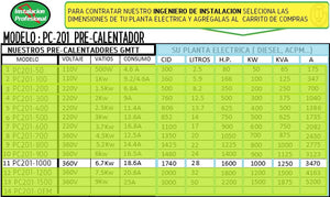 Instalacion Profesional para un (1) Pre Calentador (200/1500 kw) de motores en plantas electricas en-linea con Garantia limitada por [ 3 MESES ]